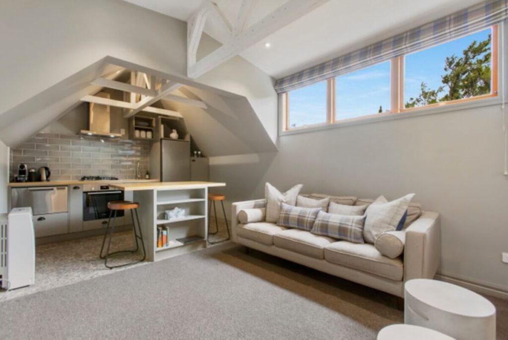 Loft accommodation  living & kitchen area at Judge & Jury Village